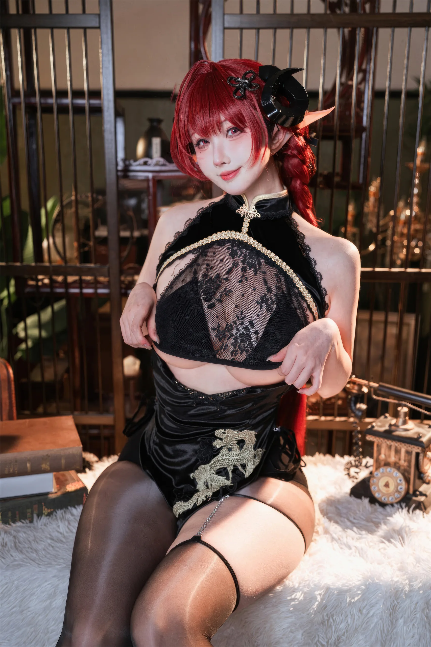 rioko凉凉子 碧蓝航线 兴登堡旗袍·深阁舞戏 25P - 第19张写真大图