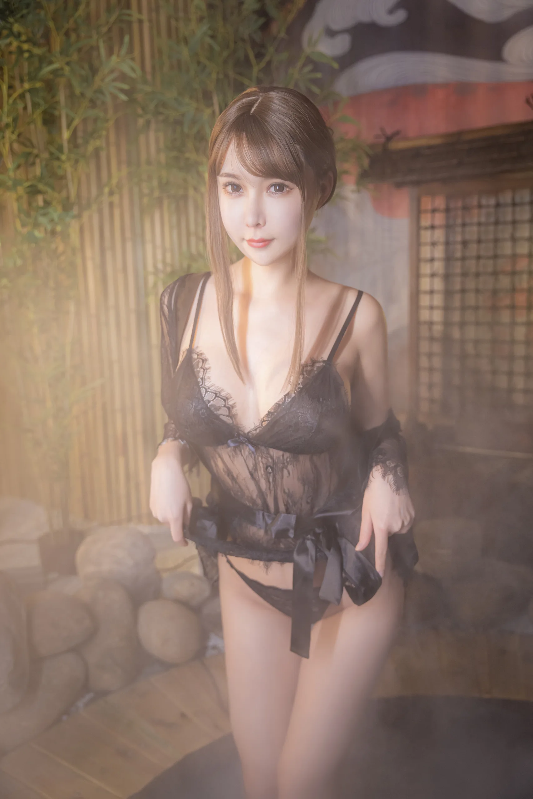 亚马逊鲶鱼 温泉黑色蕾丝 33P - 第6张写真大图