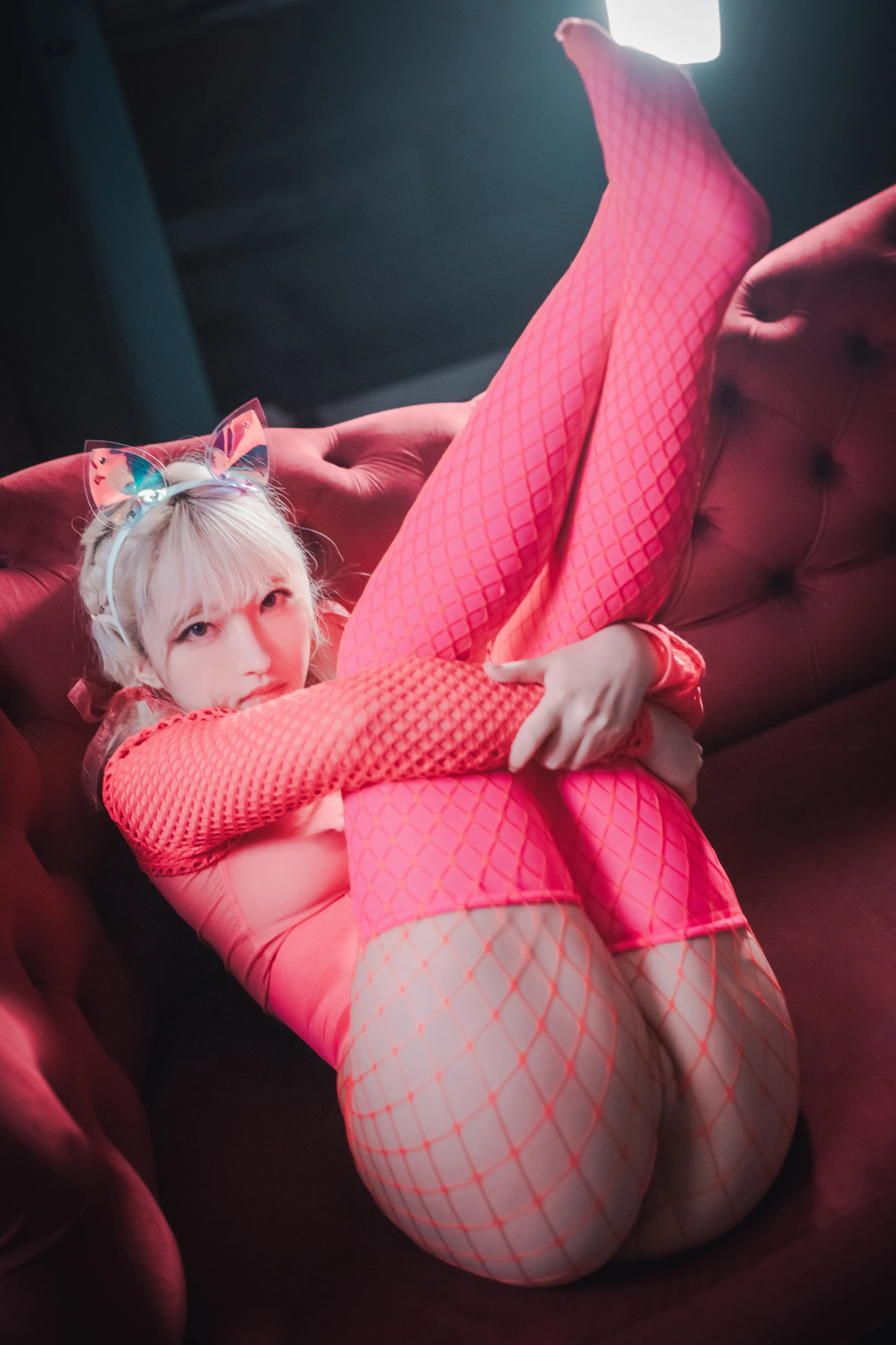 Hanari하나리 DJAWA Photo – Hanari Sheer Pink Cat Girl 84P 00GB - 第41张写真大图