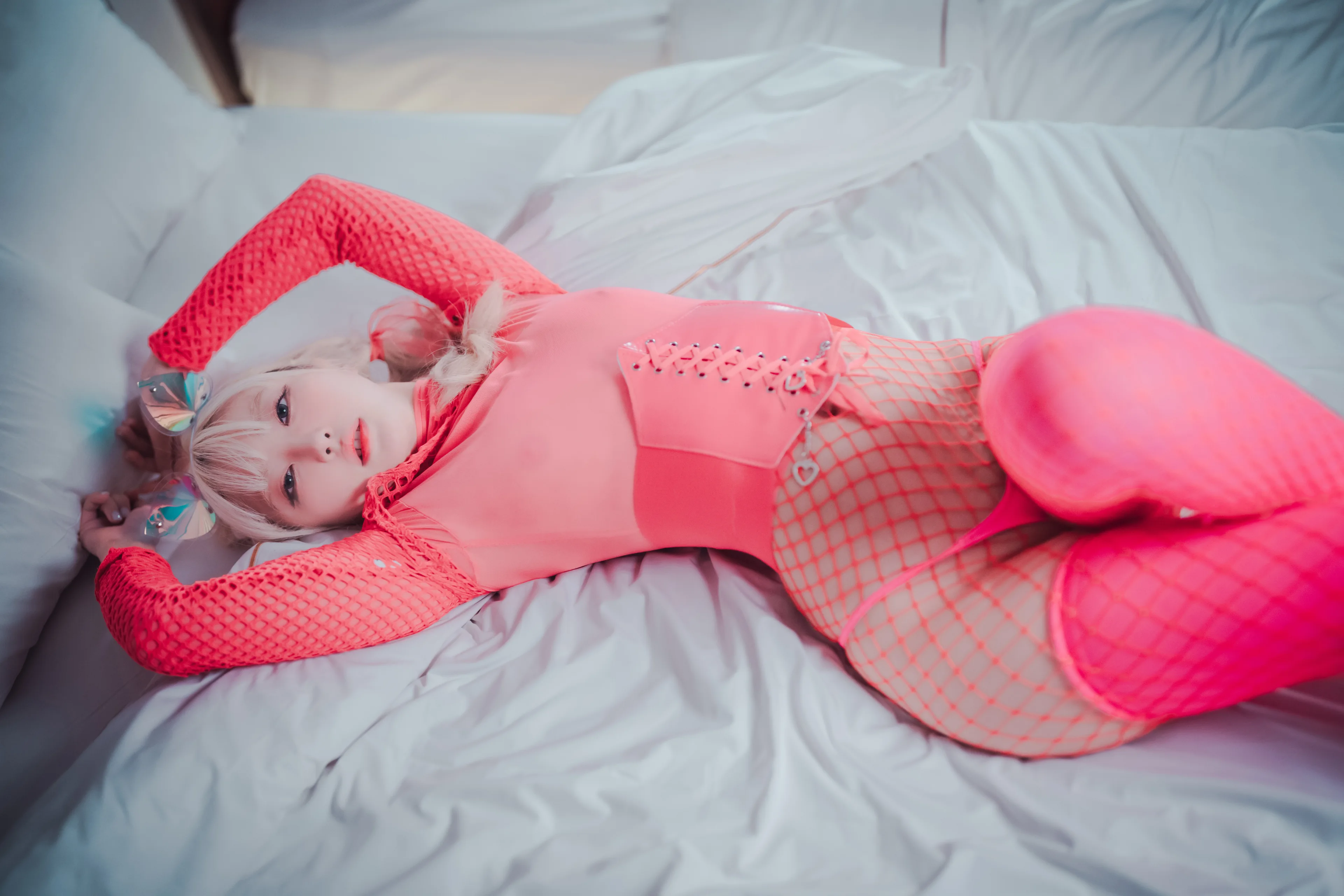 Hanari하나리 DJAWA Photo – Hanari Sheer Pink Cat Girl 84P 00GB - 第54张写真大图