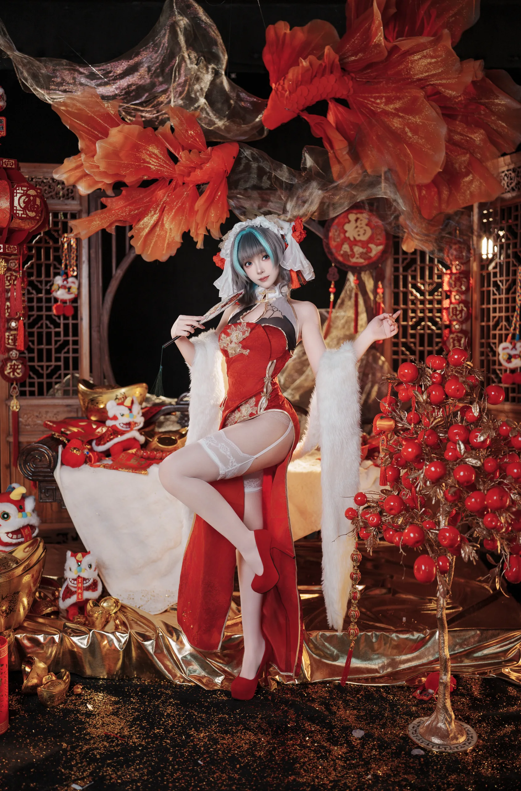 Bangni邦尼 碧蓝航线 柴郡新春旗袍 81P - 第12张写真大图