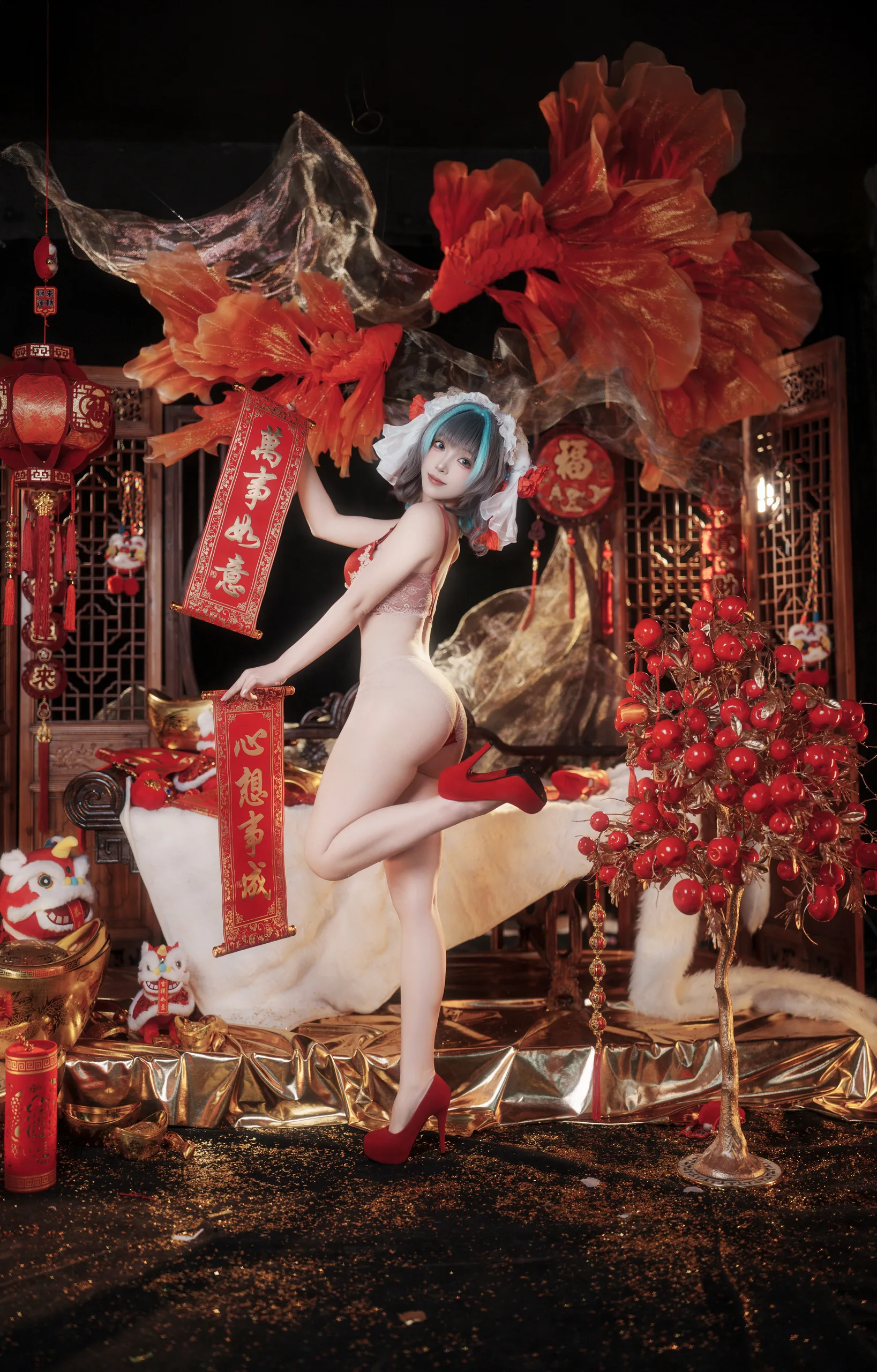 Bangni邦尼 碧蓝航线 柴郡新春旗袍 81P - 第61张写真大图