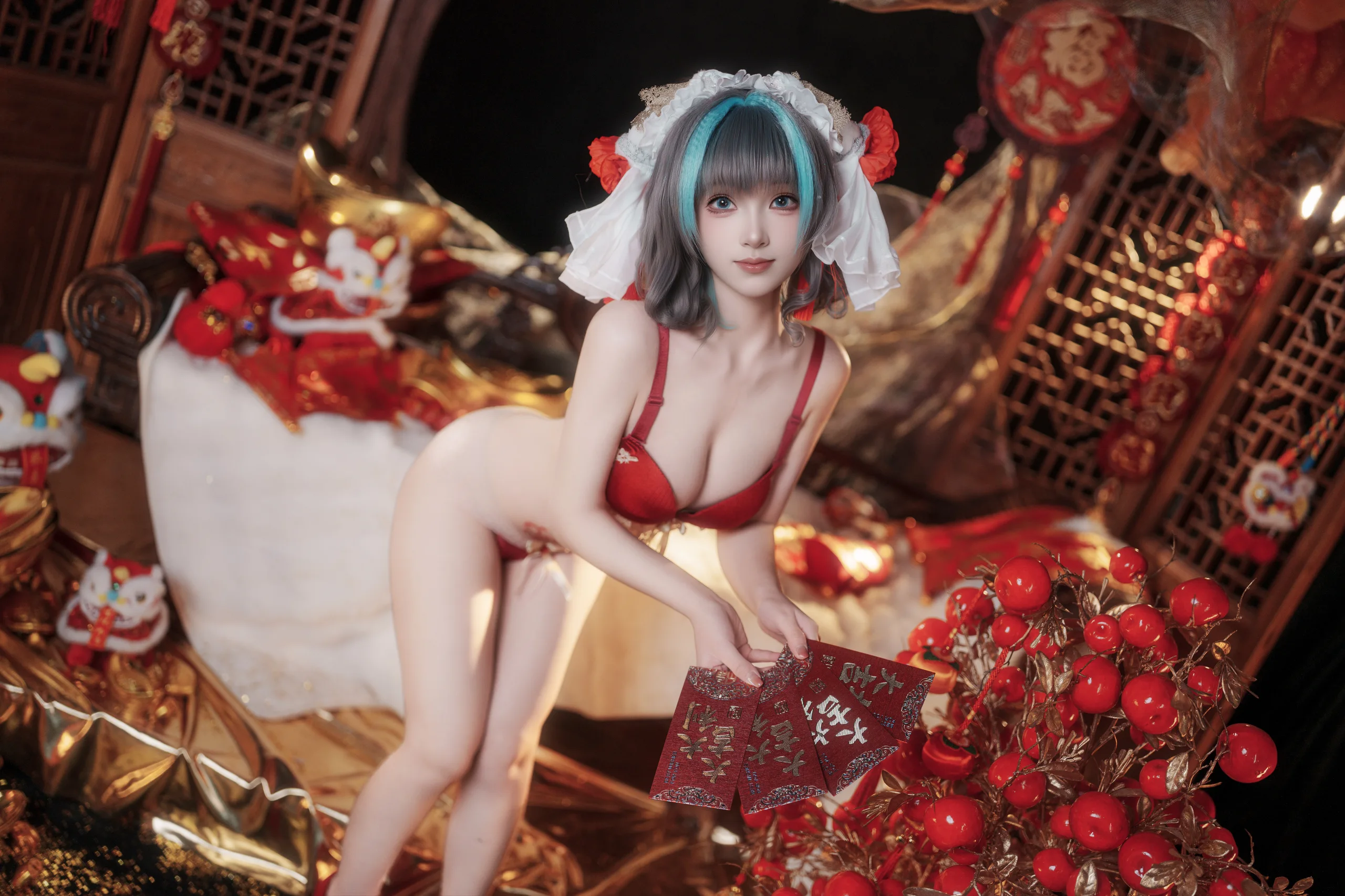 Bangni邦尼 碧蓝航线 柴郡新春旗袍 81P - 第62张写真大图