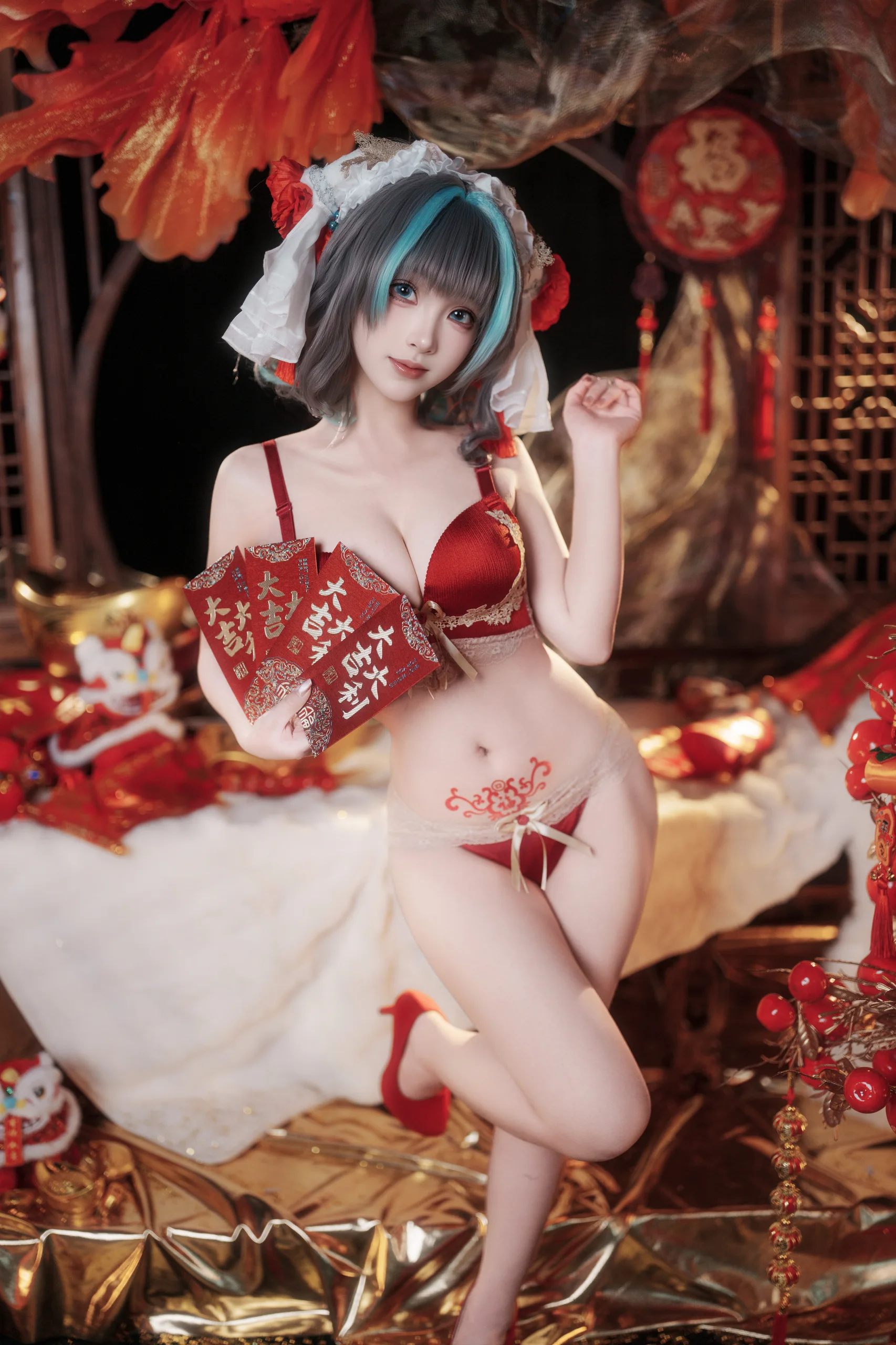 Bangni邦尼 碧蓝航线 柴郡新春旗袍 81P - 第63张写真大图