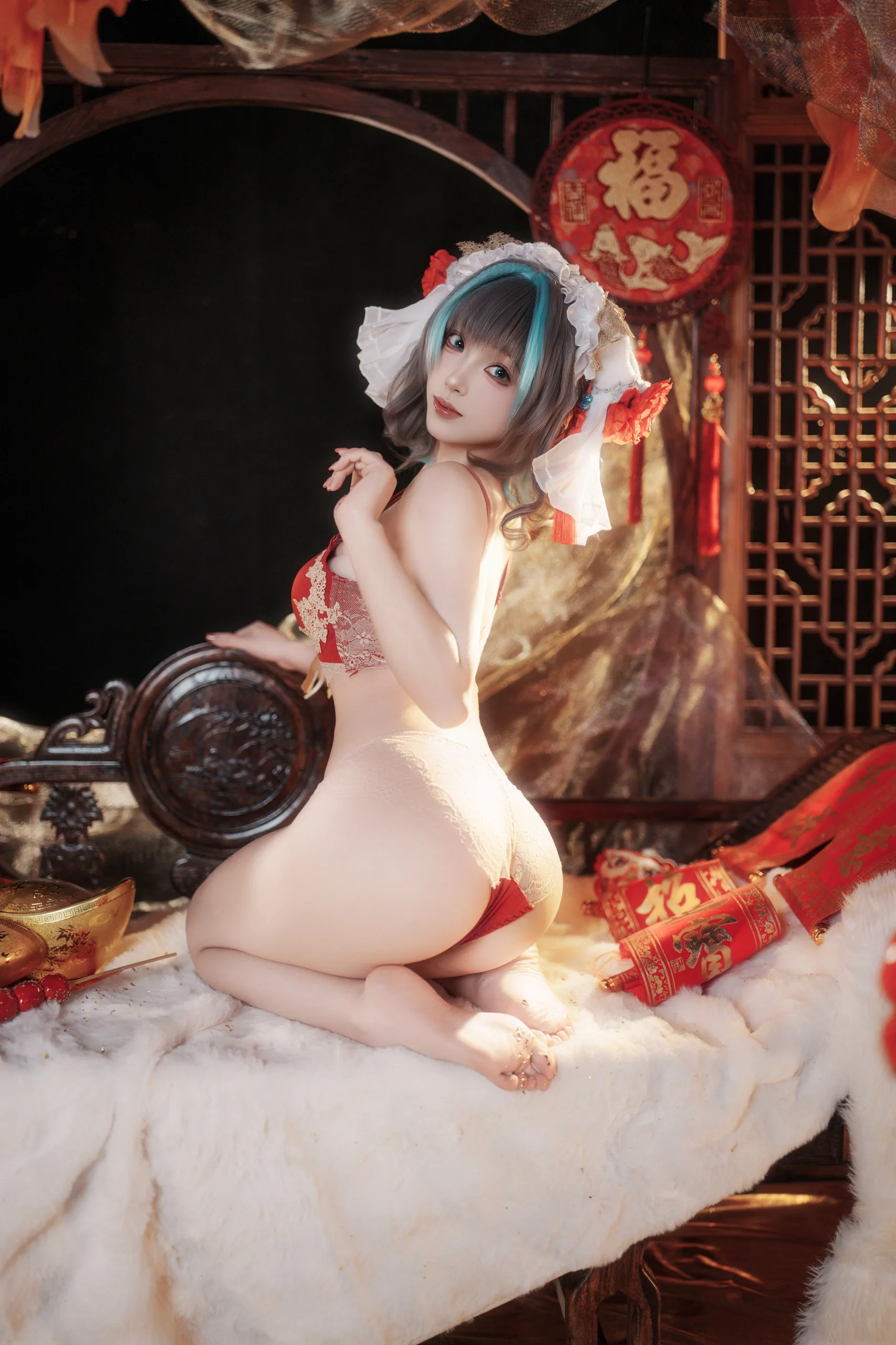Bangni邦尼 碧蓝航线 柴郡新春旗袍 81P - 第69张写真大图